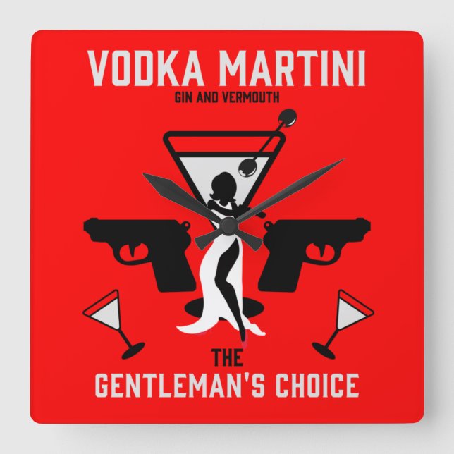 Reloj Cuadrado Regalo de bebida Vodka Martini (Anverso)