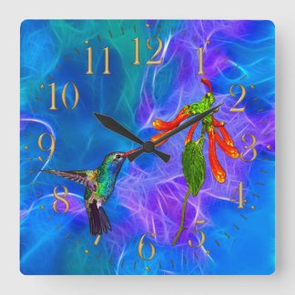 Reloj Cuadrado Regalo de Birdlover de la fauna de los colibríes