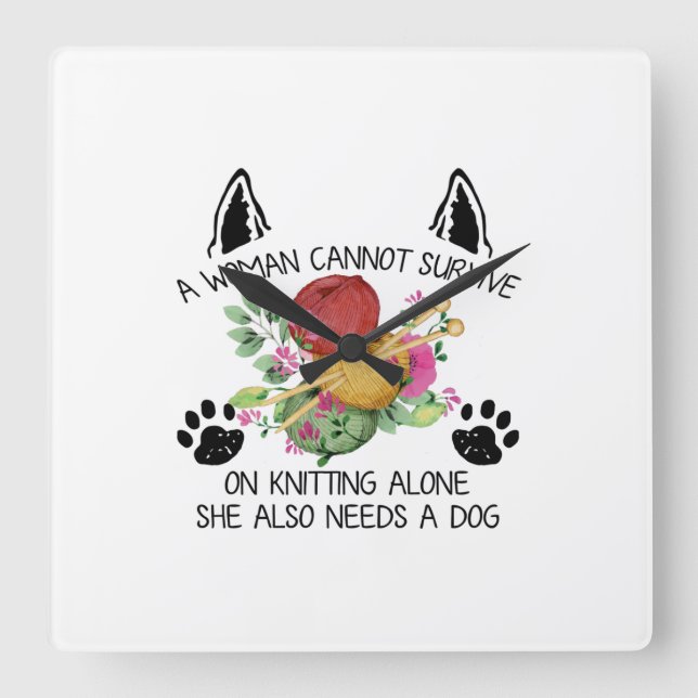Reloj Cuadrado Regalo de costura | Una Mujer No Puede Sobrevivir  (Anverso)