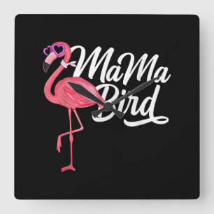 Reloj Cuadrado Regalo de cumpleaños del tema de Flamingo - Mama B