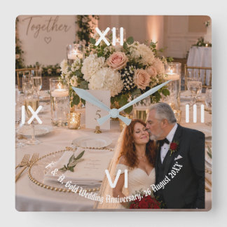Reloj Cuadrado Regalo de foto de pareja de aniversario de bodas d