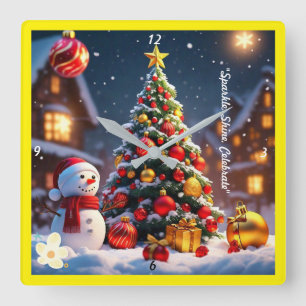 Reloj Cuadrado "Regalo de Navidades de Snowman"