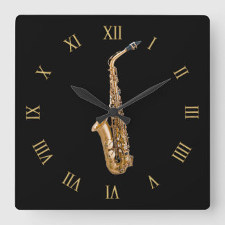 Reloj Cuadrado Regalo de un músico con temas musicales saxofónico