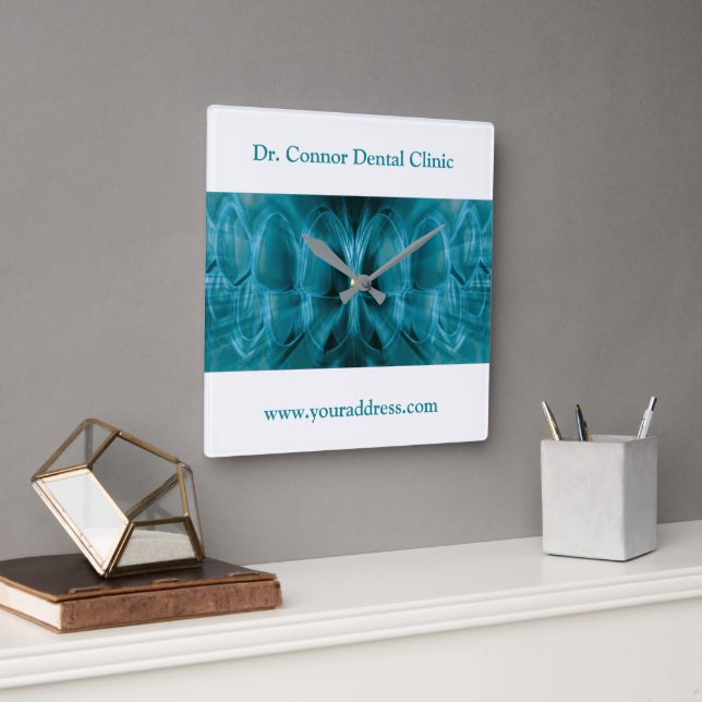 Reloj Cuadrado Regalo Dentístico de la Clínica Dental metalizado  (Oficina)