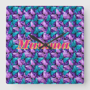 Reloj Cuadrado Regalo floral de mariposas personalizado y hecho a