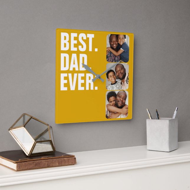 Reloj Cuadrado Regalo fotográfico del Día del Padre Personalizado (Oficina)