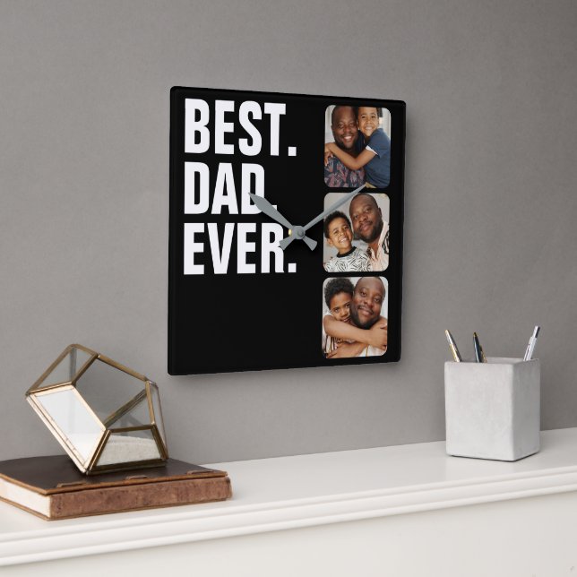 Reloj Cuadrado Regalo fotográfico del Día del Padre Personalizado (Oficina)