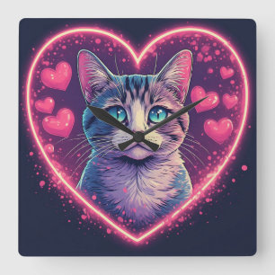 Reloj Cuadrado Regalo para Amante de Gatos Romántico   Animal Neo