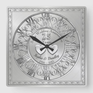 Reloj Cuadrado Regalo personalizado de aniversario de Boda de pla