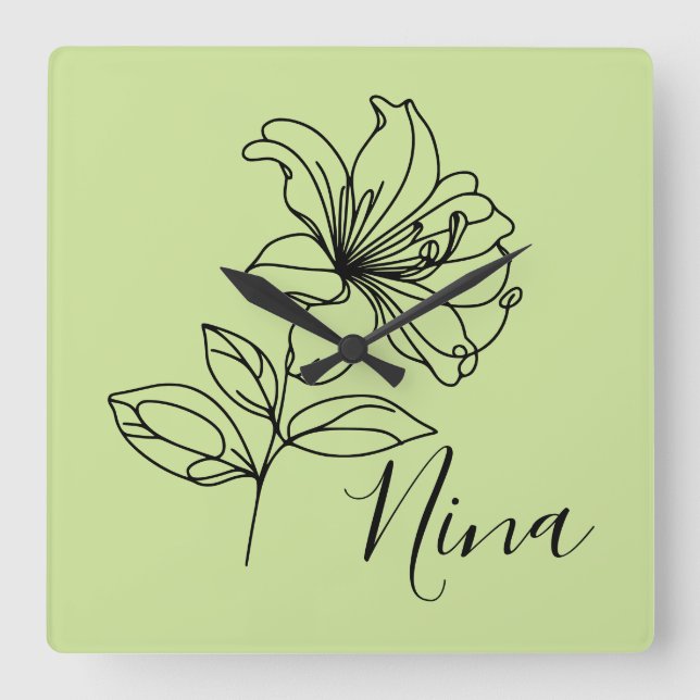 Reloj Cuadrado Regalo personalizado de flor de abeja de miel (Anverso)