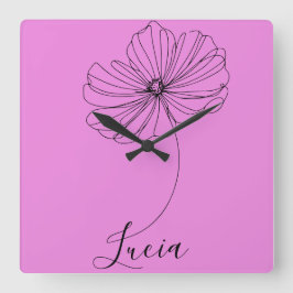 Reloj Cuadrado Regalo personalizado de flores de nacimiento de co