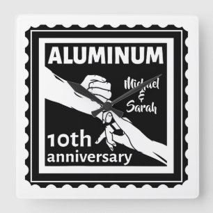 Reloj Cuadrado Regalo tradicional del décimo aniversario del boda