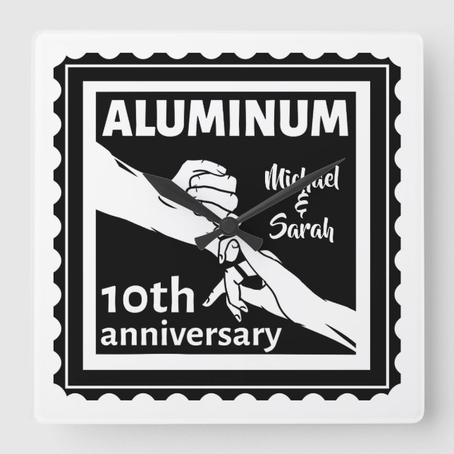 Reloj Cuadrado Regalo tradicional del décimo aniversario del boda (Anverso)