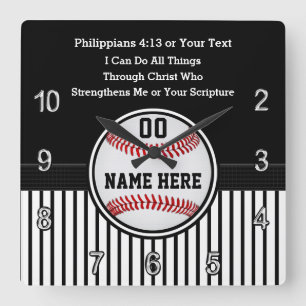 Reloj Cuadrado Regalos cristianos de béisbol contra la Biblia de
