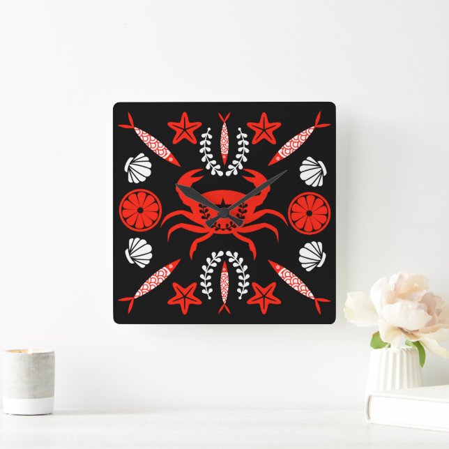 Reloj Cuadrado Regalos de alimentos para el mar (Hogar)