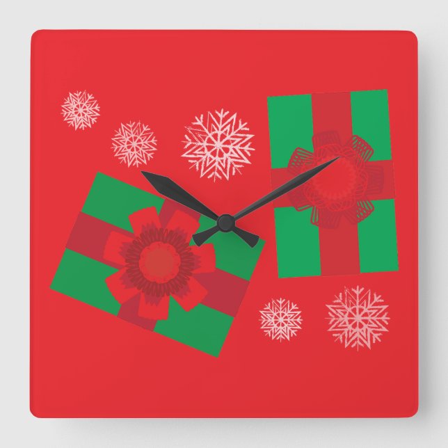 Reloj Cuadrado Regalos de Navidad (Anverso)