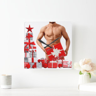 Reloj Cuadrado Regalos de orgullo gay SlipperyJoe Navidad LGBTQIA