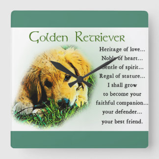 Reloj Cuadrado Regalos de Patrimonio de Cachorro de Golden Retrie