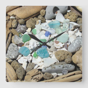 Reloj Cuadrado Regalos de vidrio de mar para buscadores de playa 
