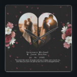 Reloj Cuadrado Regalos el día de San Valentín de pareja de person<br><div class="desc">Minimalista lienzo personalizado "cardíaco en forma de collage" imprimible contiene 2 grandes fotos de obras de arte. CONSEJOS DE DISEÑO: Personalizar para modificar el tamaño o el tipo de letra del texto. Para ordenar sin texto,  también puede borrar el texto y el mensaje de amor</div>