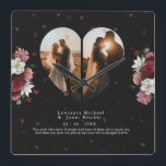 Reloj Cuadrado Regalos el día de San Valentín de pareja de person<br><div class="desc">Minimalista lienzo personalizado "cardíaco en forma de collage" imprimible contiene 2 grandes fotos de obras de arte. CONSEJOS DE DISEÑO: Personalizar para modificar el tamaño o el tipo de letra del texto. Para ordenar sin texto,  también puede borrar el texto y el mensaje de amor</div>