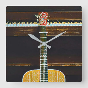Reloj Cuadrado Regalos para amantes de la guitarra