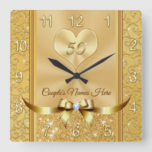 Reloj Cuadrado Regalos para el 50° aniversario del Boda para los