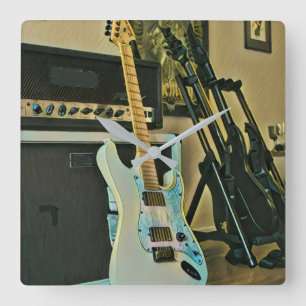 Reloj Cuadrado Regalos para los amantes de la guitarra