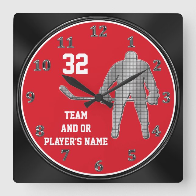 Reloj Cuadrado Regalos personalizados del equipo de hockey SU (Anverso)