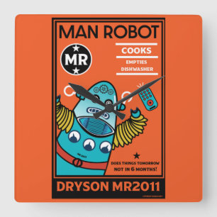 Reloj Cuadrado Regalos Robot Para Aniversario O Boda