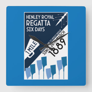 Reloj Cuadrado Regatta del río Támesis - Remo estilo retro vintag
