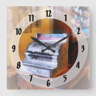 Reloj Cuadrado Registro de caja de la tienda de comestibles