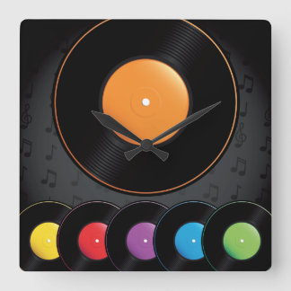 Reloj Cuadrado Registros Turnables En Colores Vivos