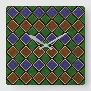 Reloj Cuadrado Rejilla de Diamante Arlequín: Armonía Texturizada