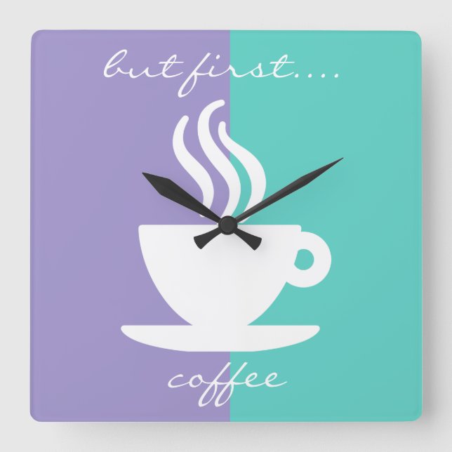 Reloj Cuadrado Relajada cocina temática del café (Anverso)