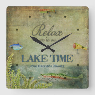 Reloj Cuadrado Relájenos son el el tiempo del lago, decoración de