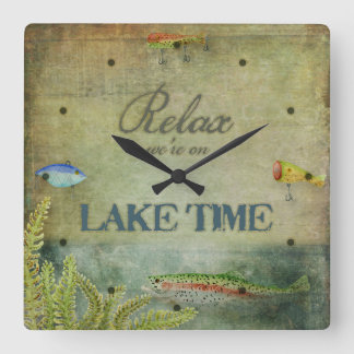 Reloj Cuadrado Relájese en la hora del lago, en la decoración de 