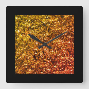 Reloj Cuadrado Relieve metalizado calentado en negro