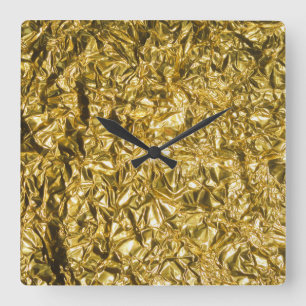 Reloj Cuadrado Relieve metalizado dorado