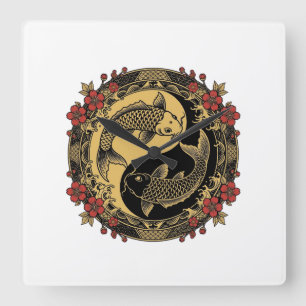 Reloj Cuadrado Relieve Redondo Ornamental del Dragón Imperial Chi