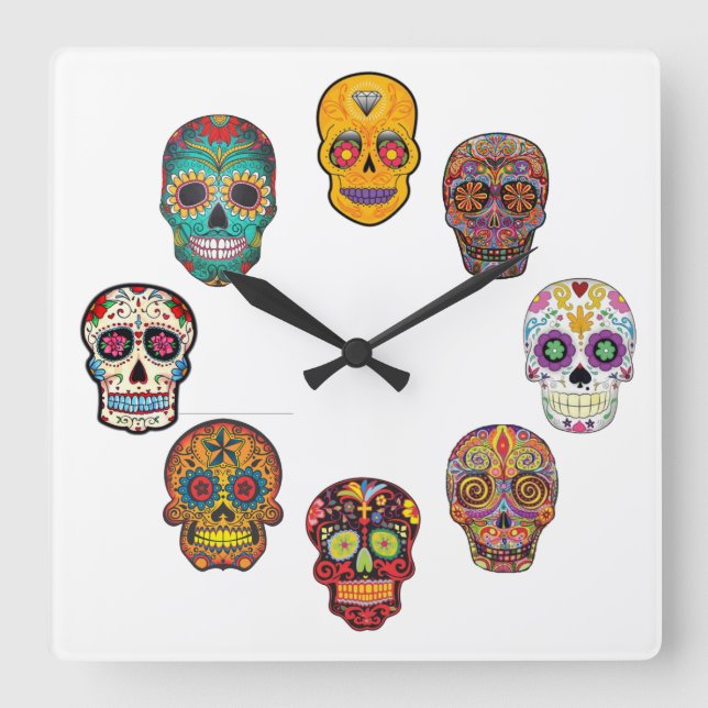 Reloj Cuadrado Relógio Caveiras (Anverso)