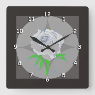 Reloj Cuadrado Reloj: fondo Subió y geométrico en negro