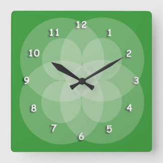 Reloj Cuadrado Reloj: intersección de círculos con números blanco