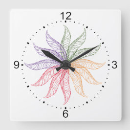 Reloj Cuadrado Reloj: plumas coloreadas