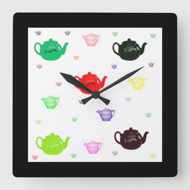 Reloj Cuadrado "Reloj teatime de tetera"* (Anverso)