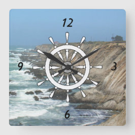 Reloj Cuadrado Reloj: timón del barco