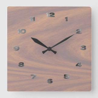 Reloj Cuadrado Reloj: Woodgrain iluminado con números metalizado