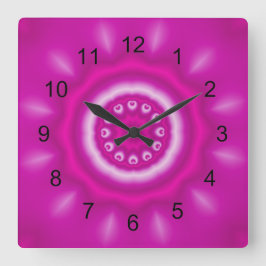 Reloj Cuadrado Remolinos blancos, círculo y líneas con rosa