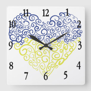 Reloj Cuadrado Remolinos en espiral mehandi corazón colores de la