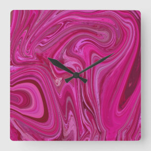 Reloj Cuadrado Remolinos rosados del rosa